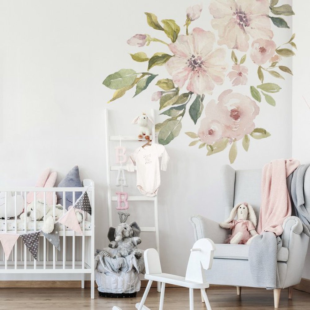 Baby Food Mill - Muursticker - Bloemen no - Small