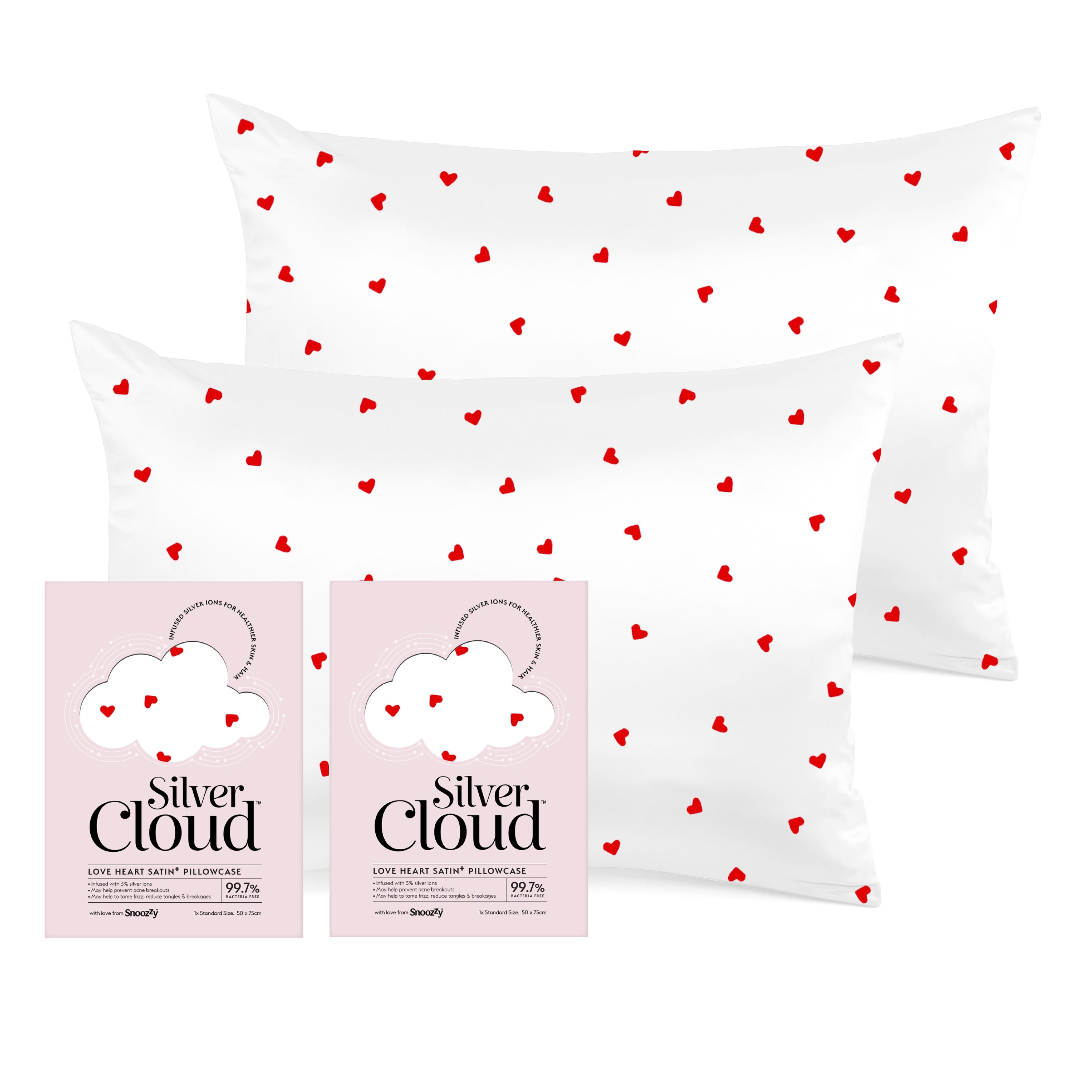 Pampers Diaper Premium Care - Silver Cloud Heart Print Satin Pillowcase