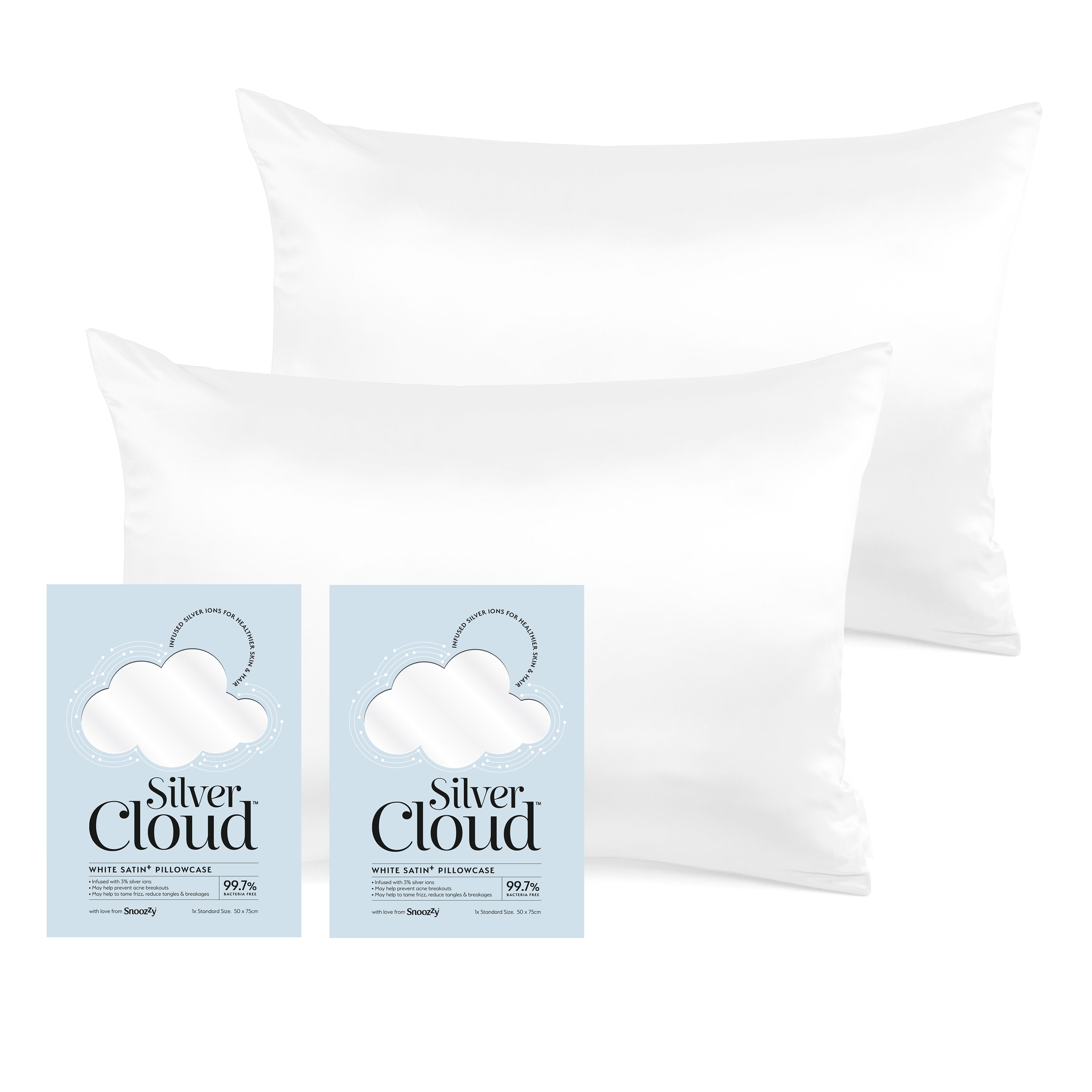 Pampers Diaper Premium Care - Silver Cloud White Satin Pillowcase Twinpack